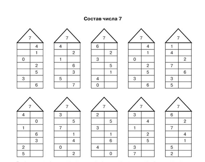 Картинки числовые домики состав числа до 10 шаблоны пустые