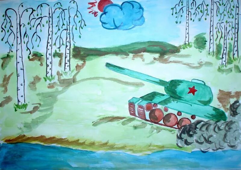 Рисунок на военную тему в школу