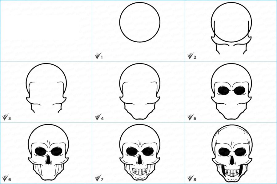 70 рисунков с черепами