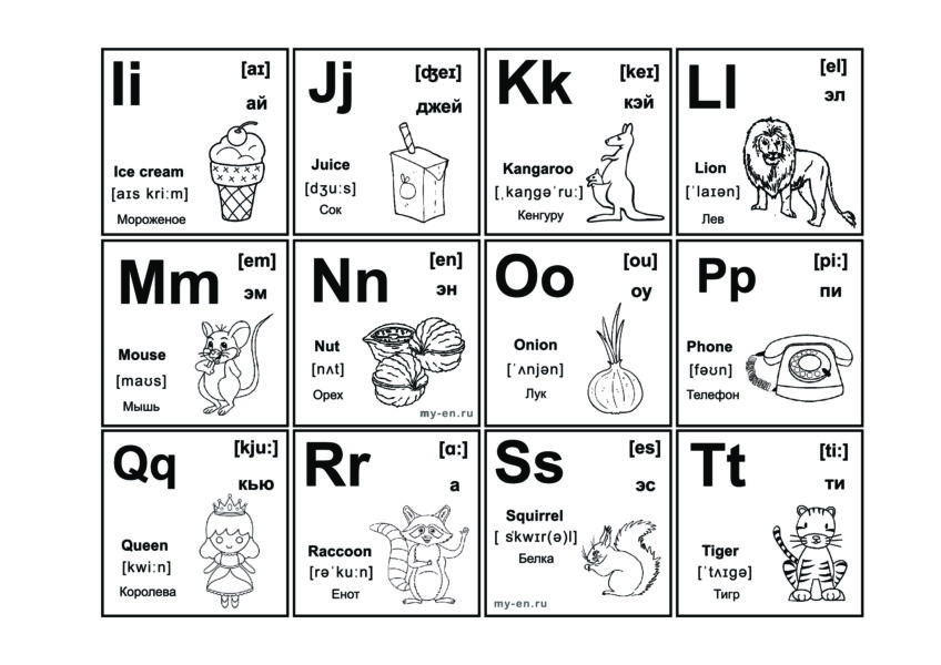 Английский алфавит: 180 карточек для распечатки