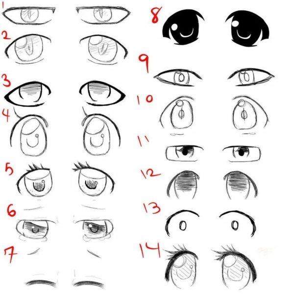 Аниме глаза: 160 рисунков для срисовки
