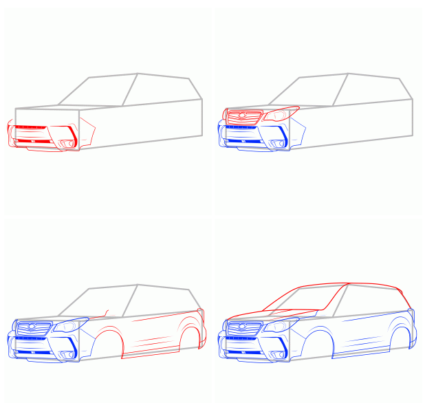 Машину карандашом поэтапно. Поэтапное рисование машины. Рисуем автомобиль пошагово. Рисунок машины по этапно. Рисовать машину поэтапно.
