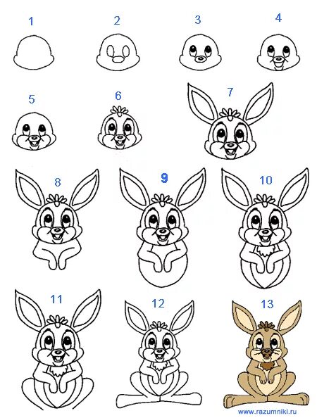 Как нарисовать зайца: 130 рисунков