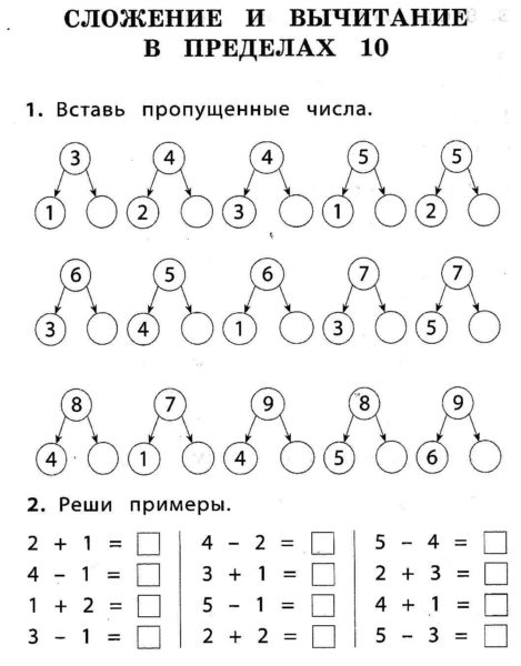 Примеры в пределах 10: 70 распечаток